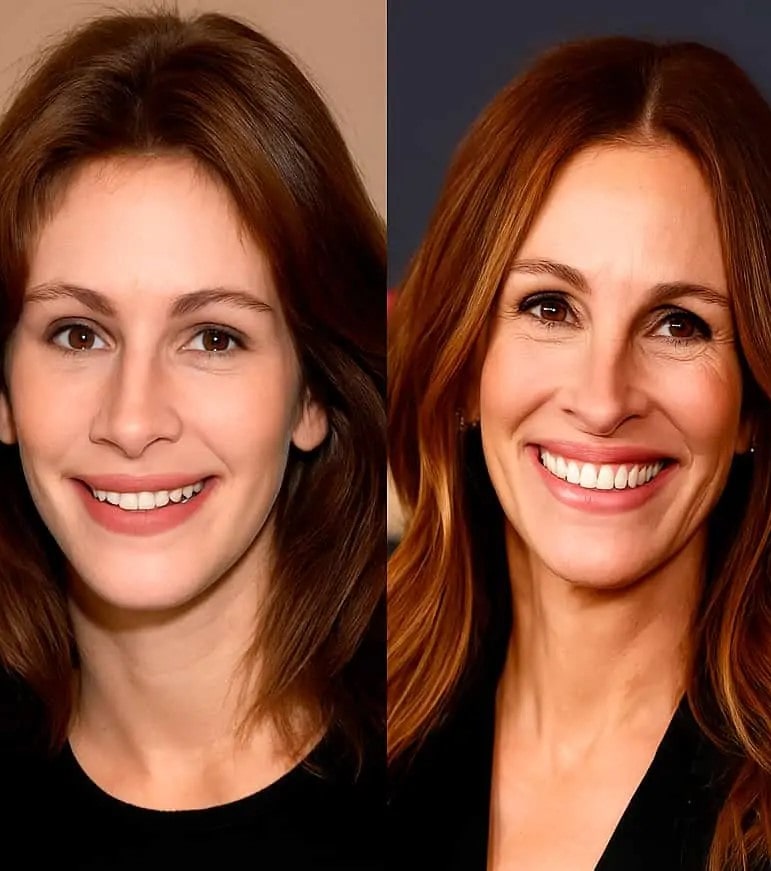 Julia Roberts before after dental veneers