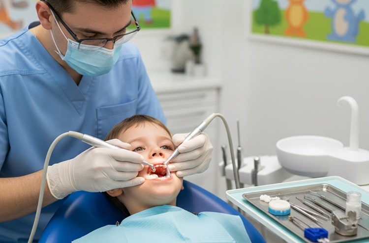 a baby under root canal procedure